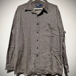 Vintage Polo by Ralph Lauren Men's Gray Button-Down Shirt